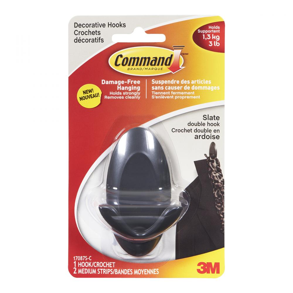 Command™ Double Hook Medium Slate<span class=' ItemWarning' style='display:block;'>Item is usually in stock, but we&#39;ll be in touch if there&#39;s a problem<br /></span>