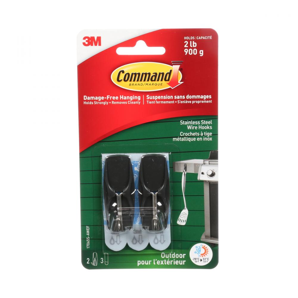 Command™ Outdoor Wire Hook Medium Stainless Steel 2lb 2Pk<span class=' ItemWarning' style='display:block;'>Item is usually in stock, but we&#39;ll be in touch if there&#39;s a problem<br /></span>