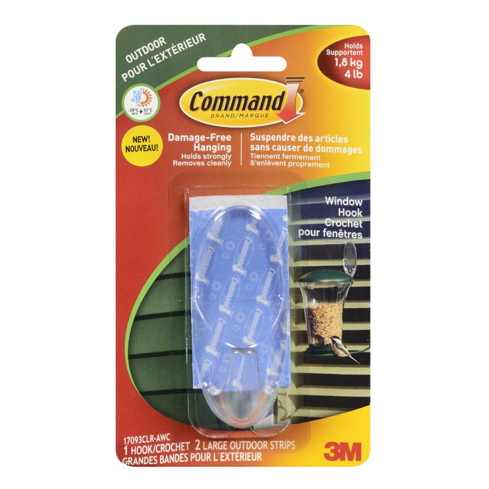 Command™ Outdoor Window Hook Large Clear 4Lb<span class=' ItemWarning' style='display:block;'>Item is usually in stock, but we&#39;ll be in touch if there&#39;s a problem<br /></span>