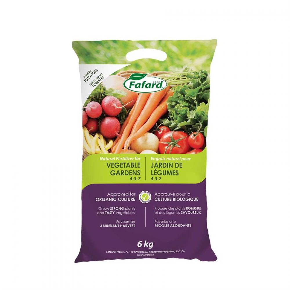 Fafard Natural Fertilizer for Vegetable Gardens 4-3-7  6kg<span class=' ItemWarning' style='display:block;'>Item is usually in stock, but we&#39;ll be in touch if there&#39;s a problem<br /></span>