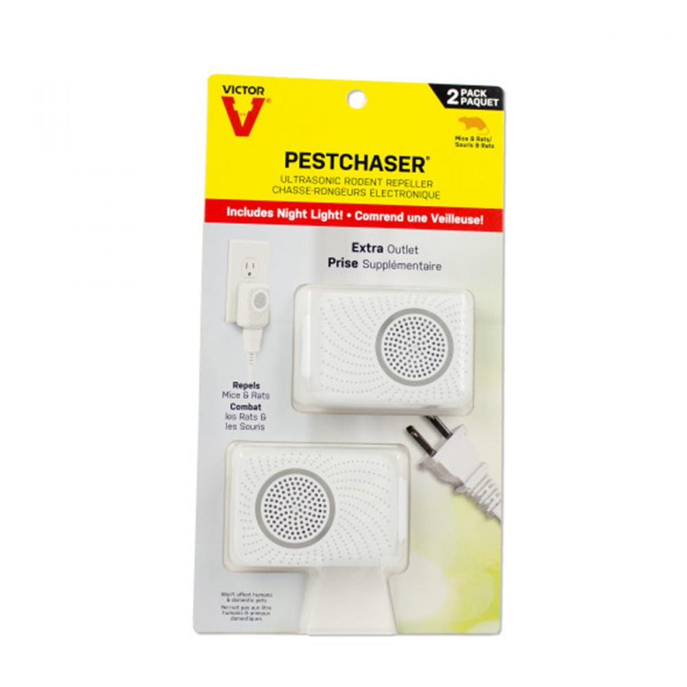 2PC Pestchaser Ultrasonic Rodent Repellent with Nightlight & Outlet<span class=' ItemWarning' style='display:block;'>Item is usually in stock, but we&#39;ll be in touch if there&#39;s a problem<br /></span>