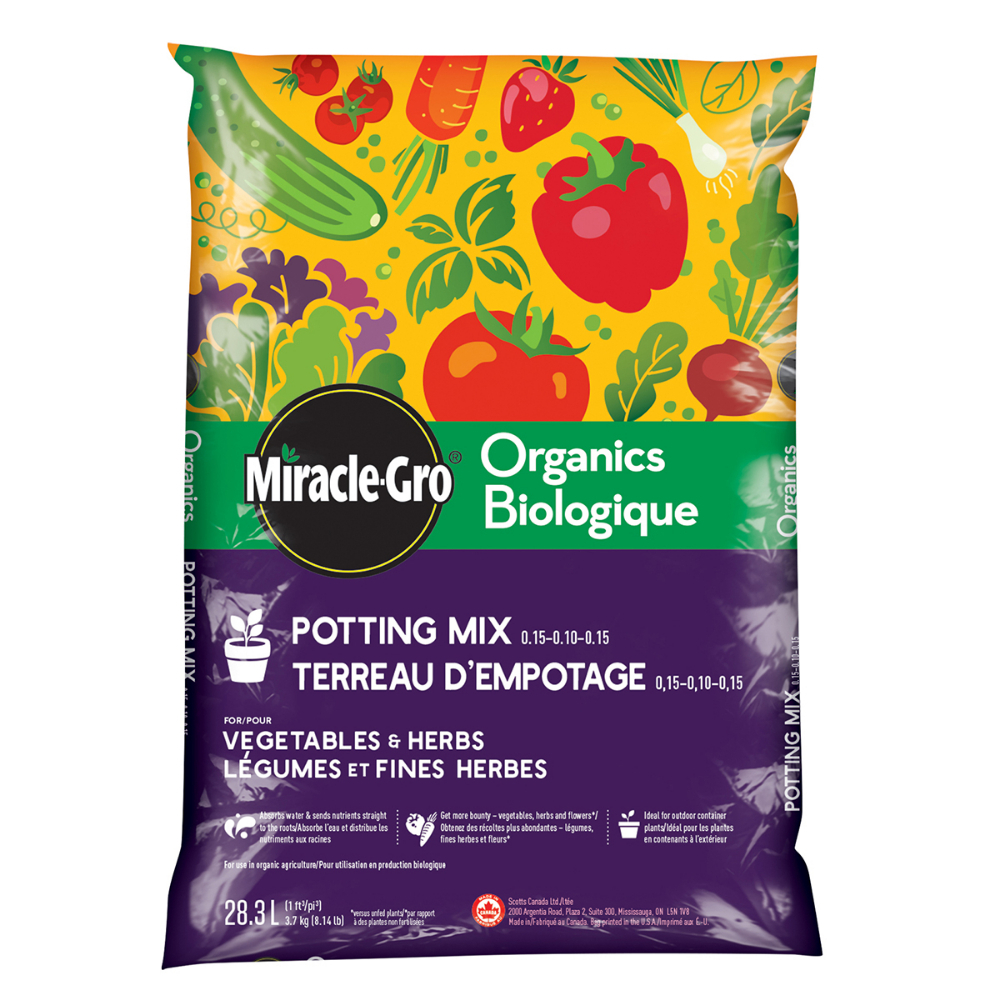 Miracle-Gro Potting Soil Blend For Vegetables & Herbs Organic 28.3L<span class=' ItemWarning' style='display:block;'>Item is usually in stock, but we&#39;ll be in touch if there&#39;s a problem<br /></span>