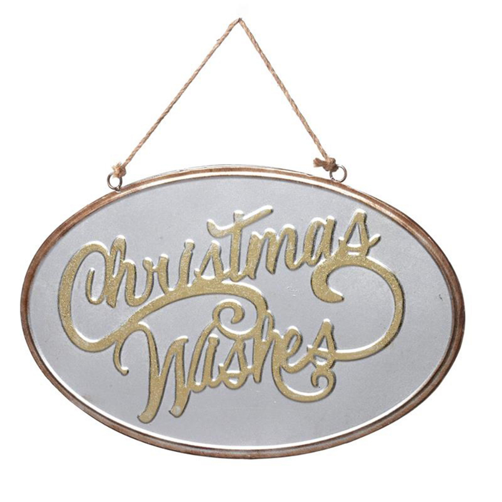 Wall Mount Metal Christmas Wishes Sign 19.5in Silver<span class=' ItemWarning' style='display:block;'>Item is usually in stock, but we&#39;ll be in touch if there&#39;s a problem<br /></span>