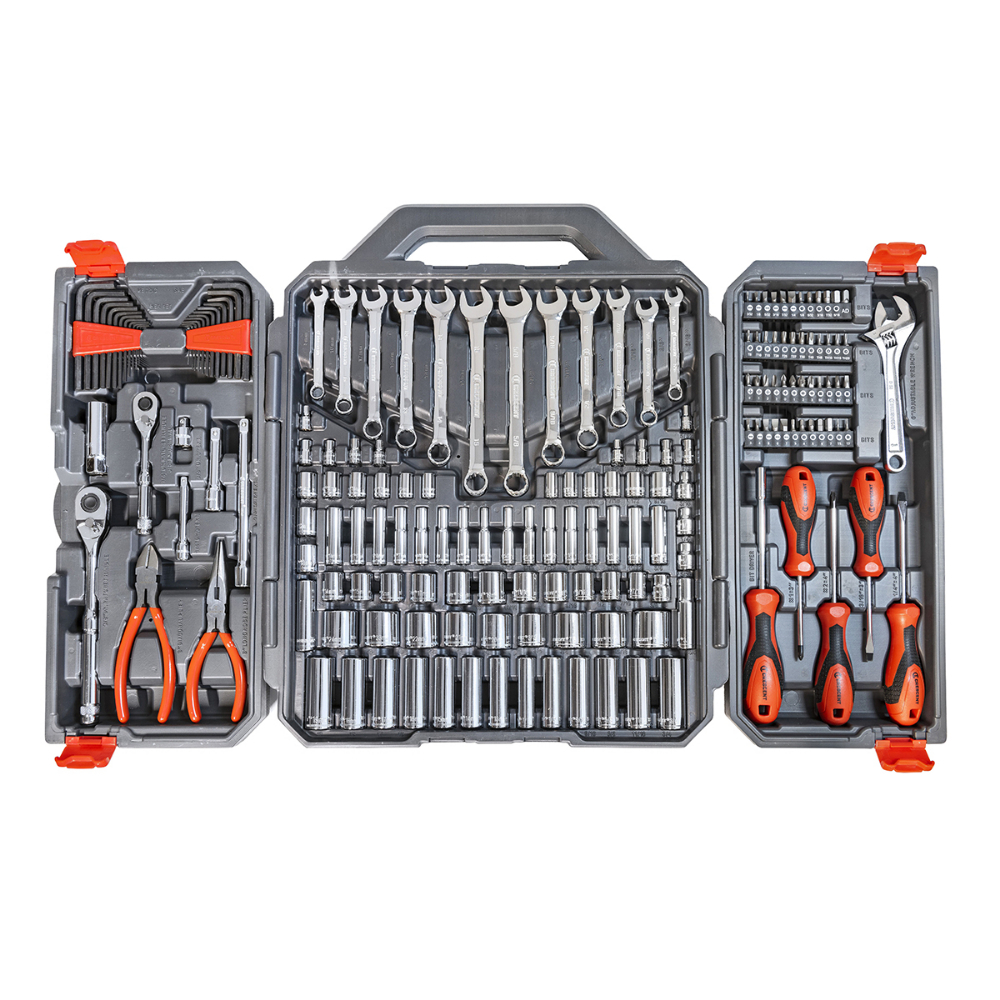 180 Pc 1/4 and 3/8 Drive 6 point SAE/Metric Professional Tool Set<span class=' ItemWarning' style='display:block;'>Item is usually in stock, but we&#39;ll be in touch if there&#39;s a problem<br /></span>