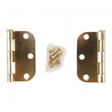 Toolway 100906 - 2PC Door Hinge 3in x 3in Round Corner 5/8in Brass Plated Steel