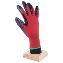 Toolway 105562 - 1dz. Knitted Spandex Gloves Red With Nitrile Sandy Latex Palm Black (OSFA)