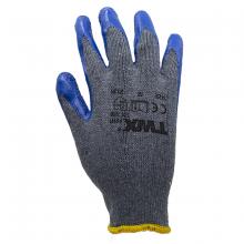 Toolway 105642 - 1dz. Knitted Cotton Gloves Gray With Crinkle Latex Palm Blue (M)