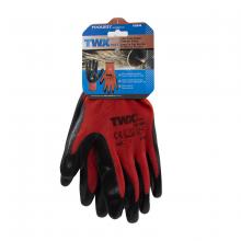 Toolway 105646 - 1dz. Knitted Polyester Gloves Red With Nitrile Black PU Palm (L)