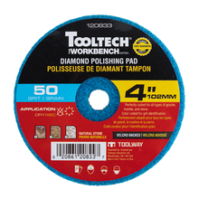 Toolway 120833 - 10Pc Diamond Dry Polishing Pad 4in 50grit