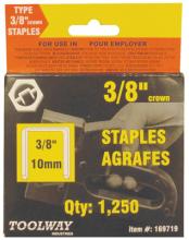 Toolway 169719 - Staples T50 3/8in x 3/8in Crown Chisel Point 20ga 4x1250/pk