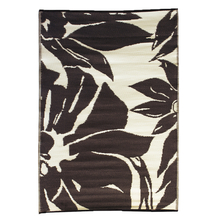 Toolway 184460 - Outdoor Plastic Patio Rug Floral Abstract 6 x 9ft Black/Taupe