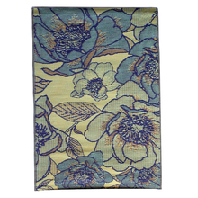 Toolway 184465 - Outdoor Plastic Patio Rug Kassia Floral 5 x 7ft Blue/Ivory/Black/Green