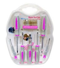 Toolway 708326 - Home Pink Screw Driver & Bits Kit 17Pc