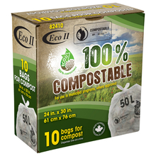 Toolway 87082410 - Compostable Kitchen Garbage Bags 24x30in Frost 10PC