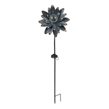 Toolway 88025304 - Solar Galvanized Metal & Crackle Glass Flower Stake Light