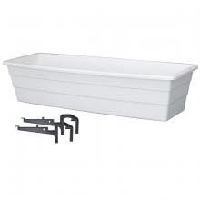 Toolway 88028109 - Futura Window Box Planter Plastic with  Brackets 18x6.75x4.5in White