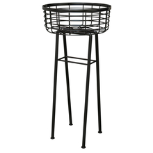 Toolway 88082213 - Modern Farmhouse Wire Basket Plant Stand 24in Black