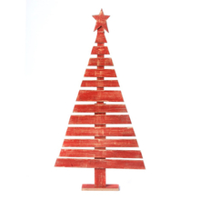 Toolway 88602544 - Wooden Tabletop Christmas Tree 49" Hand Painted Red