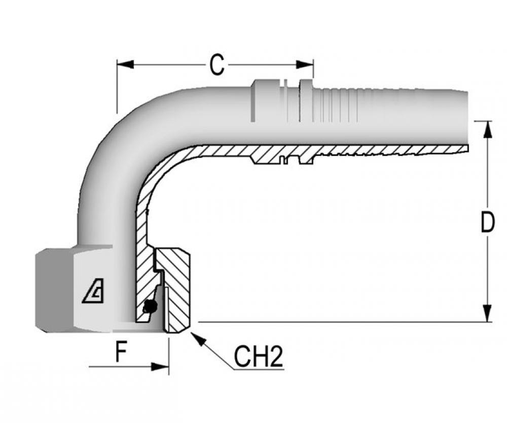 Inserts for Two-Piece Fittings - International End Configurations - 90Â° Metric O-Ring F<span class=' ItemWarning' style='display:block;'>Item is usually in stock, but we&#39;ll be in touch if there&#39;s a problem<br /></span>