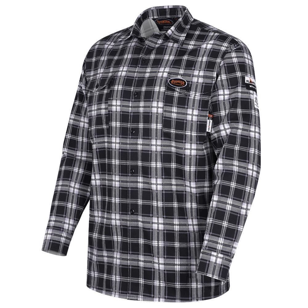 Flame-GardÂ® 100% Cotton Safety Work Shirt - Black Plaid - XL<span class='Notice ItemWarning' style='display:block;'>Item has been discontinued<br /></span>