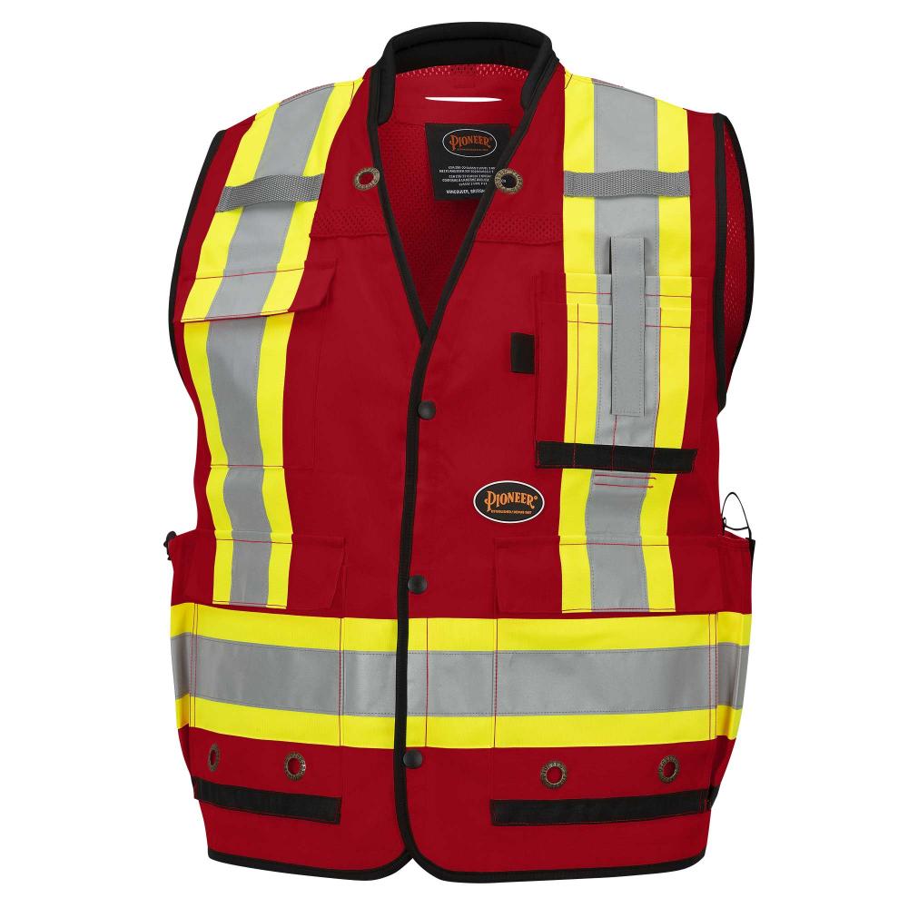 Hi-Vis Surveyor Vest - Anti-Microbial - Mesh Back - Red - XL<span class=' ItemWarning' style='display:block;'>Item is usually in stock, but we&#39;ll be in touch if there&#39;s a problem<br /></span>