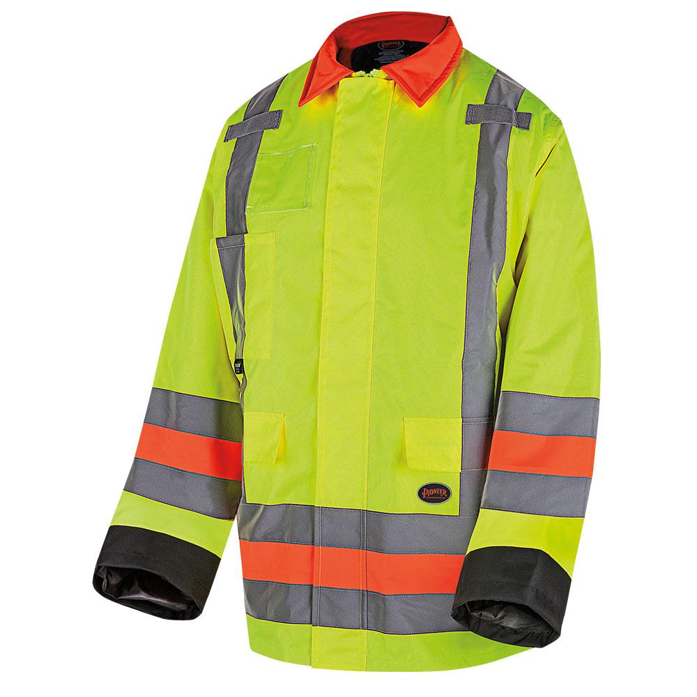 Quebec Style Hi-Vis Waterproof Insulated Traffic Safety Jackets<span class=' ItemWarning' style='display:block;'>Item is usually in stock, but we&#39;ll be in touch if there&#39;s a problem<br /></span>