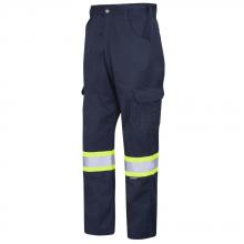 Pioneer V2080581-38x30 - Navy Hi-Viz Polyester/Cotton Cargo Work Pants - 38x30