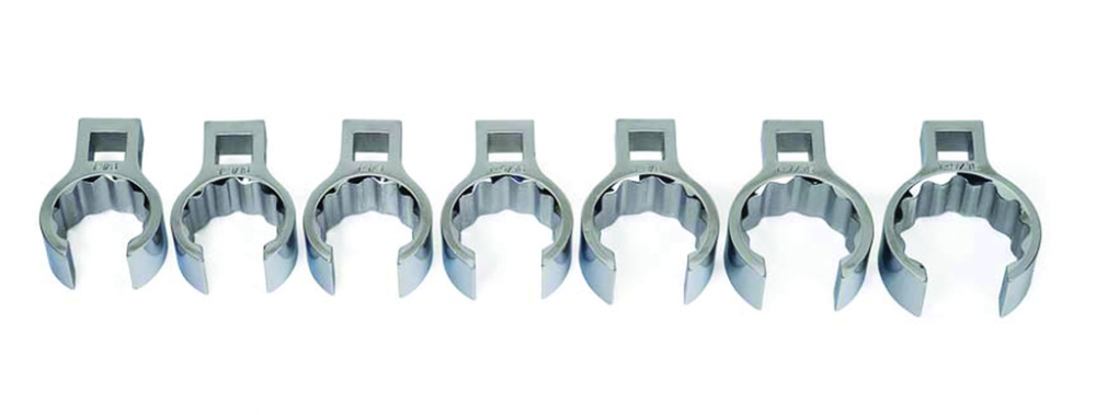 7 pc 1/2&#34; Drive 12-Point SAE Flare Nut Crowfoot Wrench Set on Rail and Clips<span class=' ItemWarning' style='display:block;'>Item is usually in stock, but we&#39;ll be in touch if there&#39;s a problem<br /></span>