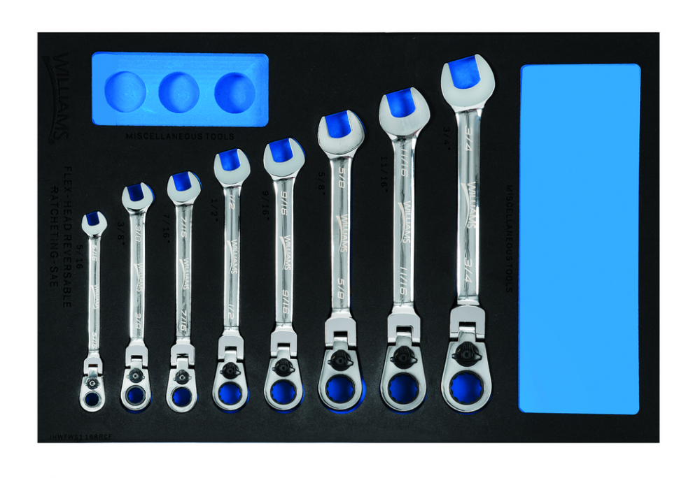 8 pc SAE Ratcheting Combination Wrench Set in 1/3 Foam Drawer Inset, Sizes 5/16 to 3/4<span class=' ItemWarning' style='display:block;'>Item is usually in stock, but we&#39;ll be in touch if there&#39;s a problem<br /></span>