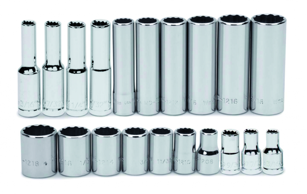 25 pc 1/4&#34; Drive 12-Point SAE Deep Socket Set on Rail and Clips<span class=' ItemWarning' style='display:block;'>Item is usually in stock, but we&#39;ll be in touch if there&#39;s a problem<br /></span>