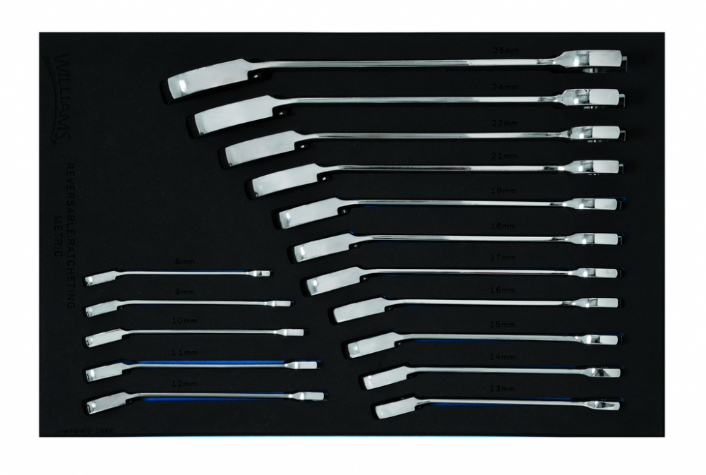 16 pc Metric Ratcheting Combination Wrench Set in 1/3 Foam Drawer Inset (8-25 mm)<span class=' ItemWarning' style='display:block;'>Item is usually in stock, but we&#39;ll be in touch if there&#39;s a problem<br /></span>