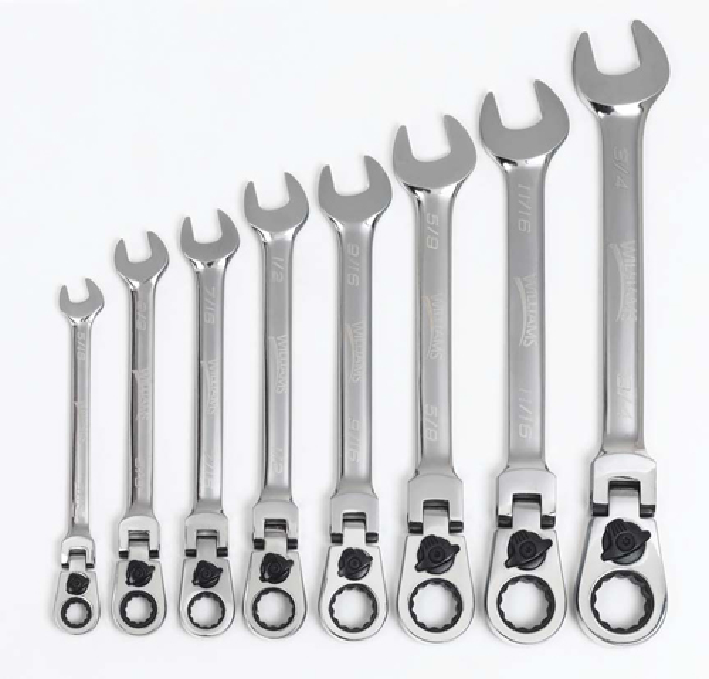 8 pc 12-Point SAE Flex-Head Reversible Ratcheting Combination Wrench<span class=' ItemWarning' style='display:block;'>Item is usually in stock, but we&#39;ll be in touch if there&#39;s a problem<br /></span>