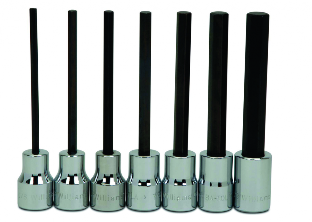 7 pc 3/8&#34; Drive -Point SAE Bit Long Hex Bit Socket Set on Rail and Clips<span class=' ItemWarning' style='display:block;'>Item is usually in stock, but we&#39;ll be in touch if there&#39;s a problem<br /></span>