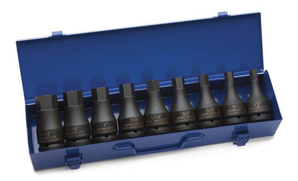 9 pc 3/4&#34; Drive -Point SAE Hex Driver One Piece Impact Hex Bit Driver Set in Metal Tool Box<span class=' ItemWarning' style='display:block;'>Item is usually in stock, but we&#39;ll be in touch if there&#39;s a problem<br /></span>