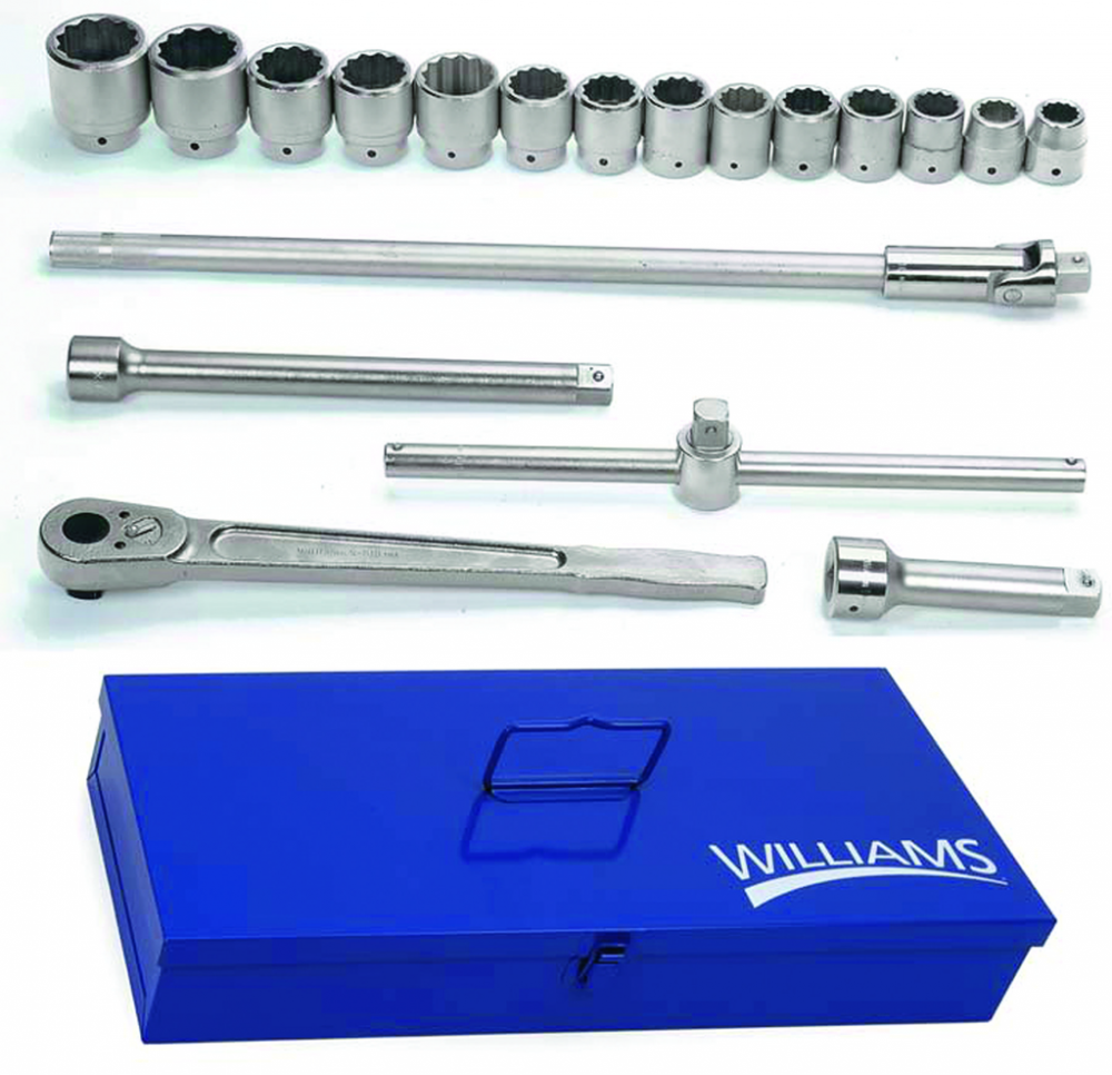 19 pc 1&#34; Drive 12-Point SAE Shallow Socket and Drive Tool Set in Metal Tool Box<span class=' ItemWarning' style='display:block;'>Item is usually in stock, but we&#39;ll be in touch if there&#39;s a problem<br /></span>