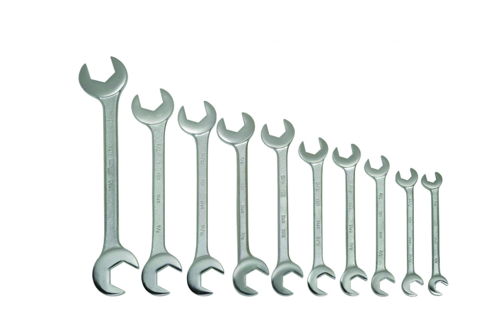 10 pc SAE 15Â° - 60Â° Double Open End Angle-head Wrench Set<span class=' ItemWarning' style='display:block;'>Item is usually in stock, but we&#39;ll be in touch if there&#39;s a problem<br /></span>