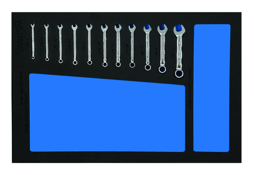 11 pc SAE Miniature Combination Wrench Set in 1/3 Foam Drawer Inset (1/8 to 7/16)<span class=' ItemWarning' style='display:block;'>Item is usually in stock, but we&#39;ll be in touch if there&#39;s a problem<br /></span>