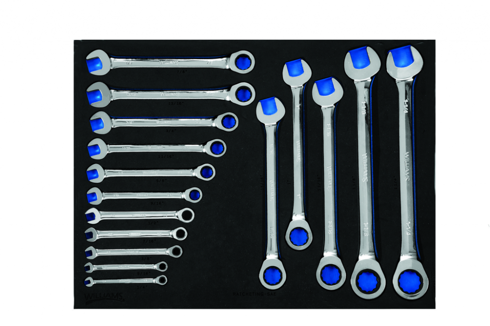 16 pc SAE Ratcheting Combination Wrench Set in 1/3 Foam Drawer Inset (1/4 to 1-1/4)<span class=' ItemWarning' style='display:block;'>Item is usually in stock, but we&#39;ll be in touch if there&#39;s a problem<br /></span>