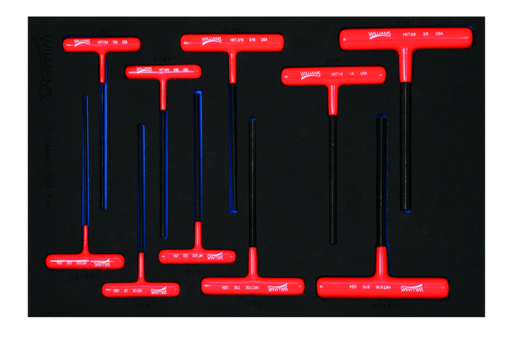 10 pc SAE Arm T-Key Set in 1/3 Foam Drawer Inset (1/4 x 6 - 9/64 x 6)<span class=' ItemWarning' style='display:block;'>Item is usually in stock, but we&#39;ll be in touch if there&#39;s a problem<br /></span>