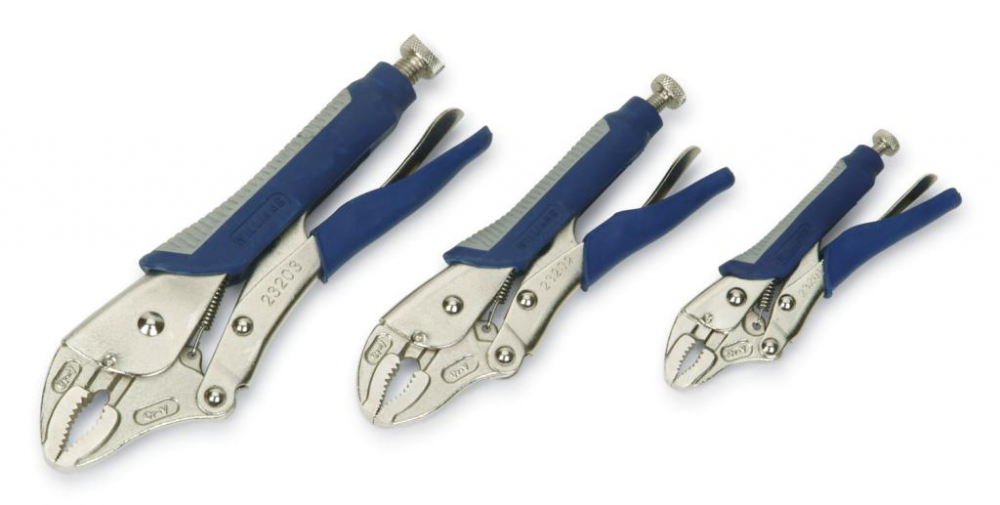 3 Pc Locking Curved Jaw Pliers with Comfort Grip Handles<span class=' ItemWarning' style='display:block;'>Item is usually in stock, but we&#39;ll be in touch if there&#39;s a problem<br /></span>