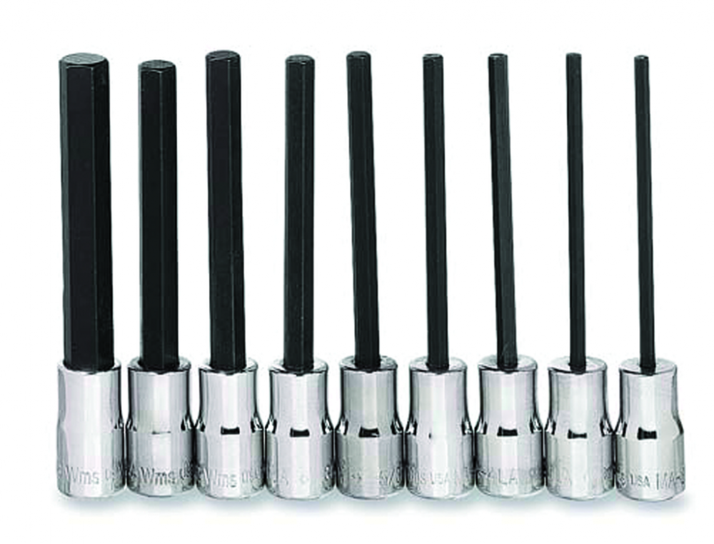 9 pc 1/4&#34; Drive -Point Metric Bit Long Hex Bit Socket Set on Rail and Clips<span class=' ItemWarning' style='display:block;'>Item is usually in stock, but we&#39;ll be in touch if there&#39;s a problem<br /></span>