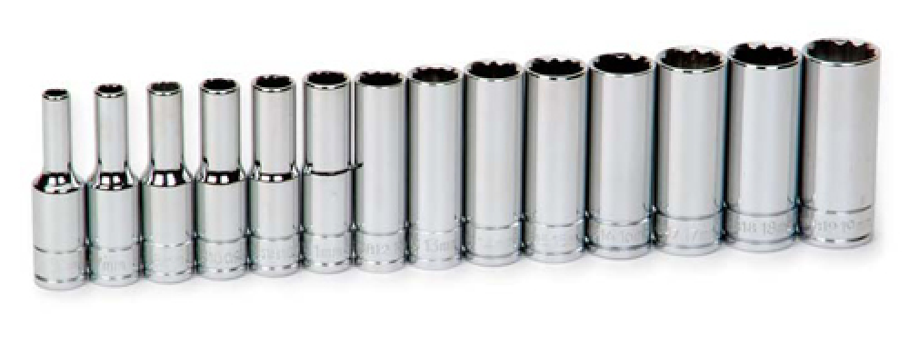 14 pc 3/8&#34; Drive 12-Point Metric Deep Set Socket<span class=' ItemWarning' style='display:block;'>Item is usually in stock, but we&#39;ll be in touch if there&#39;s a problem<br /></span>