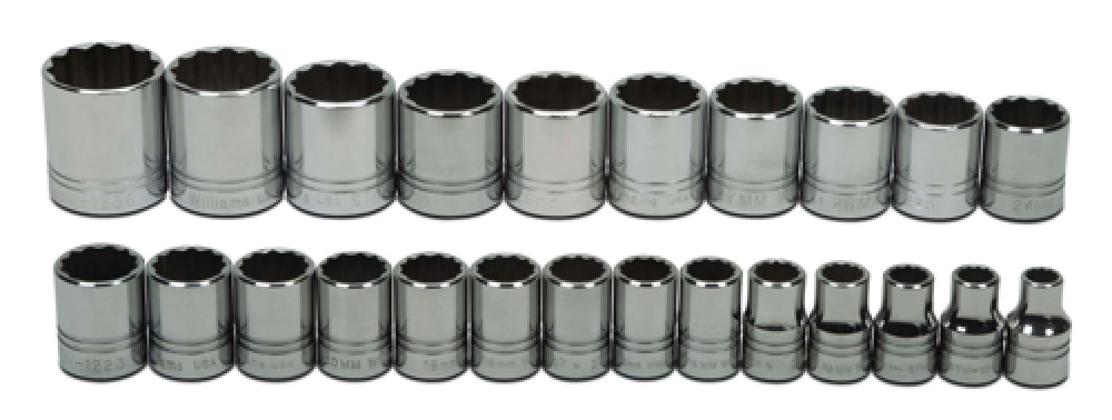 24 pc 1/2&#34; Drive 12-Point Metric Shallow Socket Set<span class=' ItemWarning' style='display:block;'>Item is usually in stock, but we&#39;ll be in touch if there&#39;s a problem<br /></span>