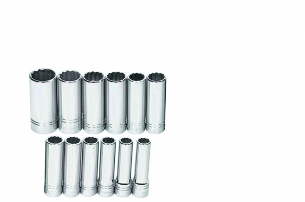 12 pc 1/2&#34; Drive 12-Point Metric Deep Socket Set on Rail and Clips<span class=' ItemWarning' style='display:block;'>Item is usually in stock, but we&#39;ll be in touch if there&#39;s a problem<br /></span>