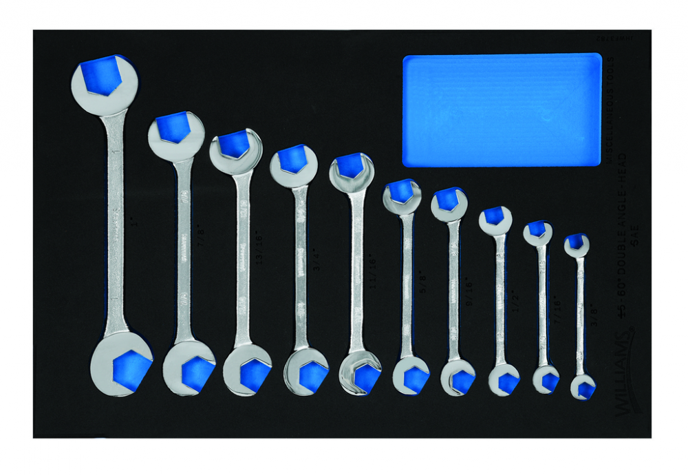 10 pc SAE Double Open End Angle Wrench Set in 1/3 Foam Drawer Inset (3/8 to 1)<span class=' ItemWarning' style='display:block;'>Item is usually in stock, but we&#39;ll be in touch if there&#39;s a problem<br /></span>