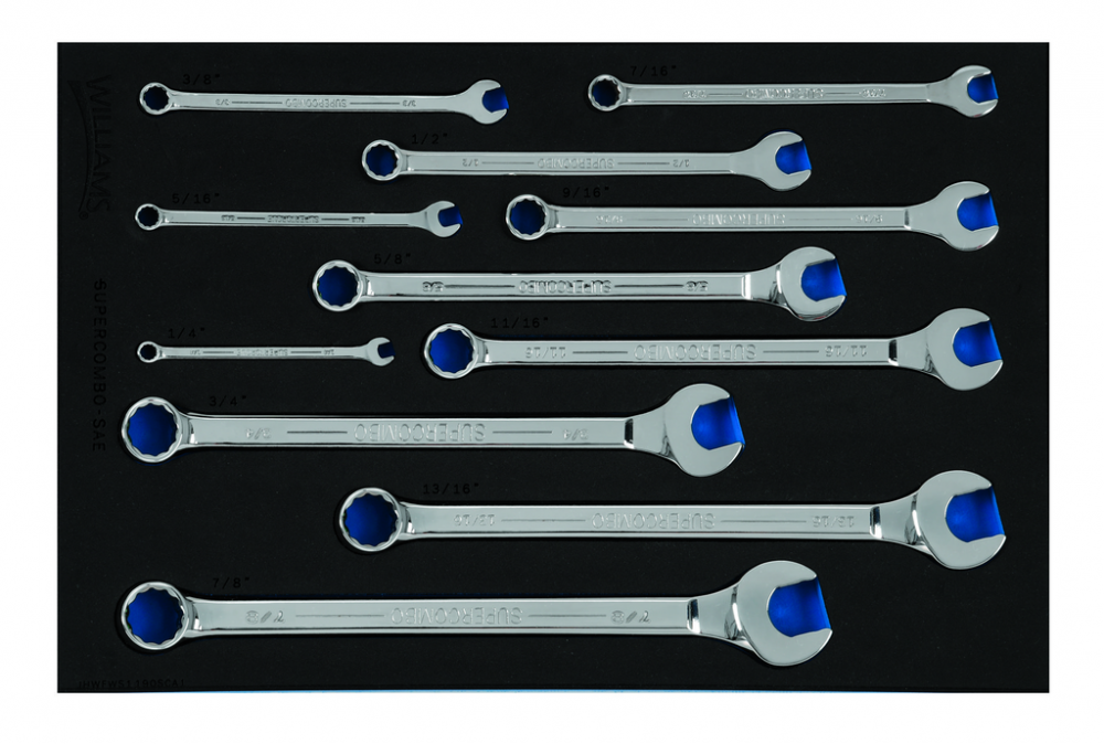 11 pc SAE 12-Point SUPERCOMBO® Combination Wrench Set in 1/3 Foam Drawer Inset (1/4 to 7/8)<span class=' ItemWarning' style='display:block;'>Item is usually in stock, but we&#39;ll be in touch if there&#39;s a problem<br /></span>