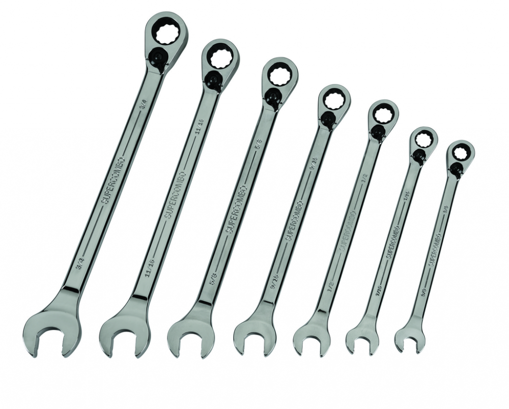 7 pc 12-Point SAE Reversible Ratcheting Combination Wrench<span class=' ItemWarning' style='display:block;'>Item is usually in stock, but we&#39;ll be in touch if there&#39;s a problem<br /></span>