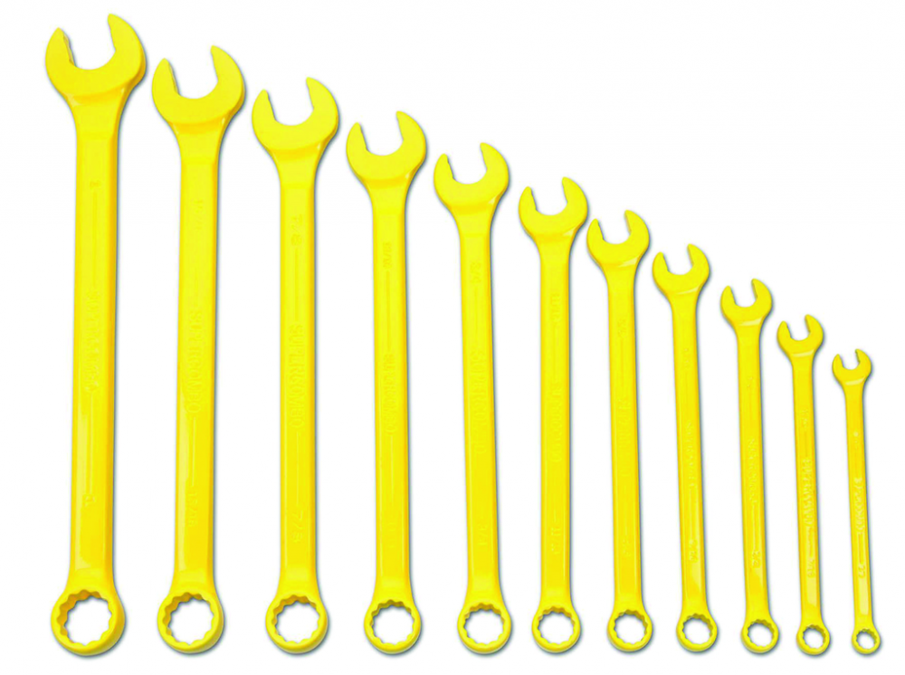 11 pc SAE SUPERCOMBO® High Visibilty Yellow Combination Wrench Set<span class=' ItemWarning' style='display:block;'>Item is usually in stock, but we&#39;ll be in touch if there&#39;s a problem<br /></span>