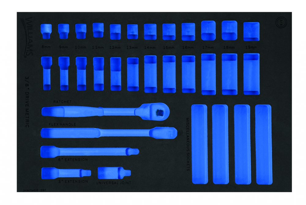 1/3 Foam Drawer Inset Only for 29 pc 3/8 Drive 6-Point Metric Shallow & Deep Socket Set<span class=' ItemWarning' style='display:block;'>Item is usually in stock, but we&#39;ll be in touch if there&#39;s a problem<br /></span>