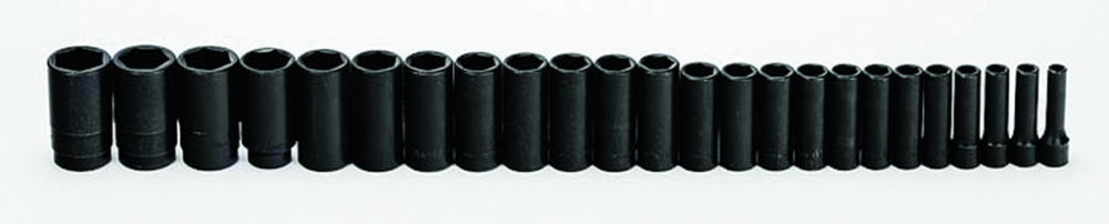 24 pc 1/2&#34; Drive 6-Point Metric Deep Socket Set on Rail and Clips<span class=' ItemWarning' style='display:block;'>Item is usually in stock, but we&#39;ll be in touch if there&#39;s a problem<br /></span>